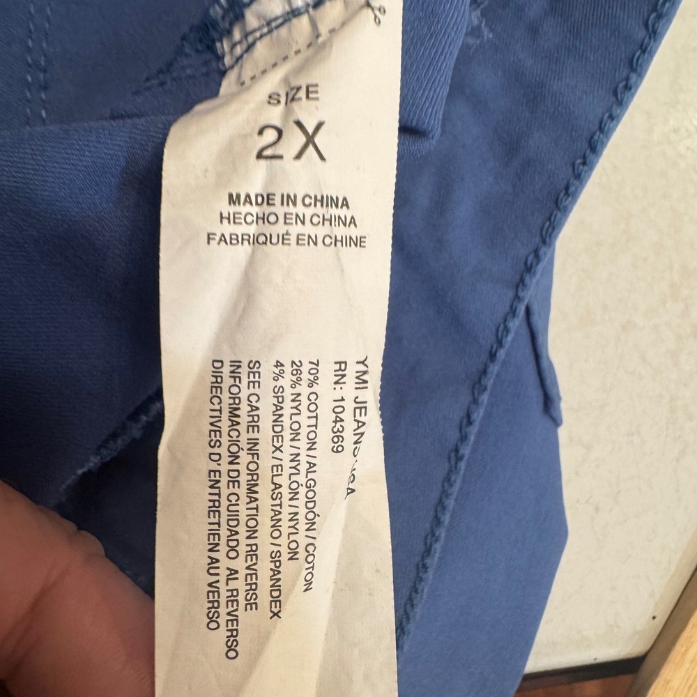 YMI Pants Women 2X Blue Cotton Blend Stretch 5-Pocket Mid Rise Slim Straight - Picture 4 of 7